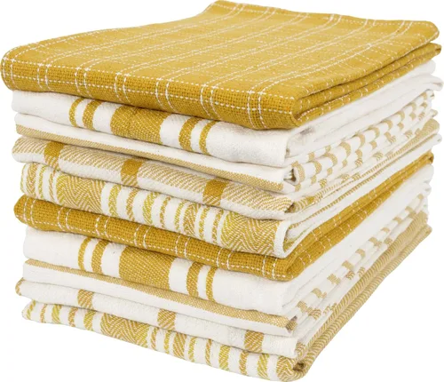 Vista 15 de KAF Home Juego de 10 toallas de cocina planas surtidas, 18 x 28 pulgadas (beige)