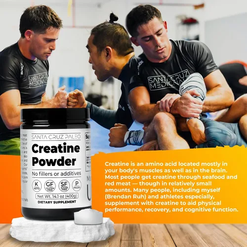 Vista 4 de Santa Cruz Paleo, Polvo de Monohidrato de Creatina Micronizado, Suplemento Sin Sabor para Pre Entrenamiento y Apoyo Muscular, Libre de Gluten Keto