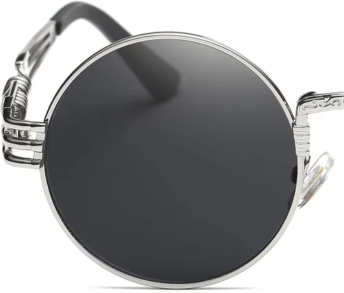 Vista 60 de Dollger Gafas de sol redondas Steampunk con marco de metal