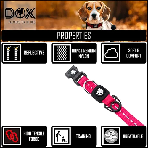 Vista 3 de DDOXX Collar de perro de nailon reflectante - Collares fuertes y ajustables para perros - XS (rosa)