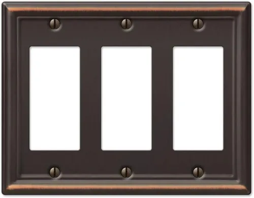 Vista 28 de Amerelle 149DDB - Placa de pared Chelsea, 1 Duplex, acero, bronce envejecido, 1 paquete