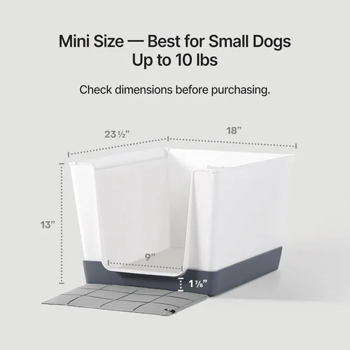 Vista 6 de DoggyBathroom - Orinal para perros de interior con paredes altas y entrada baja para perros pequeños, soporte vertical, protector contra Negro