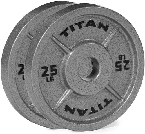 Vista 9 de Titan Fitnes Cast Iron Olympic Plates, Classic Weight Plate Design, Hammer Finish