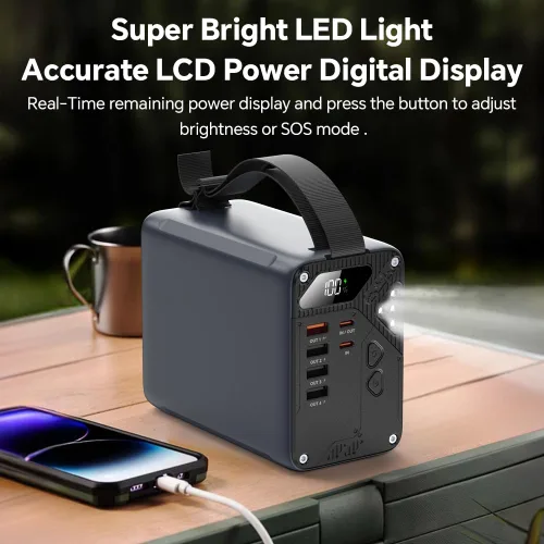 Vista 3 de Batería portátil de 80000 mAh PD de 30 W de alta capacidad, carga rápida, 22.5 W, USB, C, con 5 salidas y pantalla LCD, banco de batería para Gris
