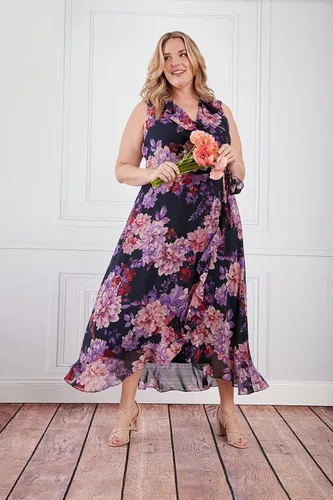 Vista 5 de London Times Vestido midi pequeño sin mangas con detalle de volantes para mujer