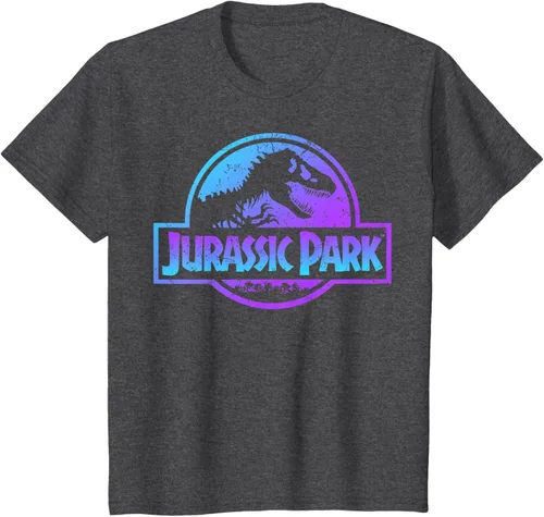 Vista 39 de Jurassic Park Camiseta de manga corta con logotipo Fossil azul y morado Negro