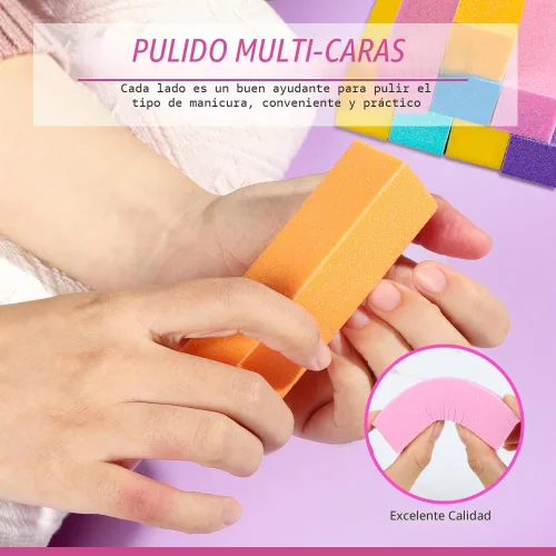 Vista 3 de FANDAMEI Limas y tampones de uñas, kit de 20 limas de uñas. Bloque de pulido de uñas rectangular y grano 100/180 lima de uñas de 7 vías y tampón