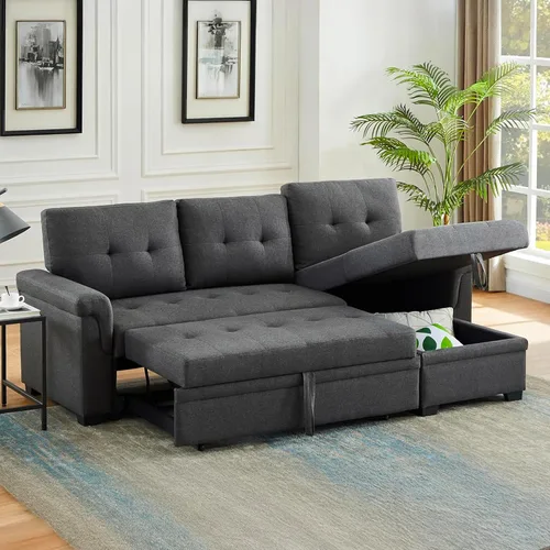 Vista 11 de Lilola Home Lucca - Sofá cama modular reversible de 84 pulgadas con cama Negro