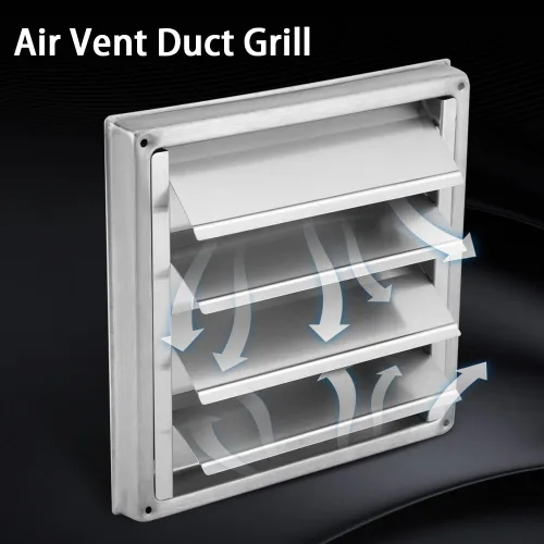 Vista 6 de Yosoo Rejilla de ventilación de aire de pared, acero inoxidable cuadrado secadora extractor extractor salida de ventilador plata para un máximo