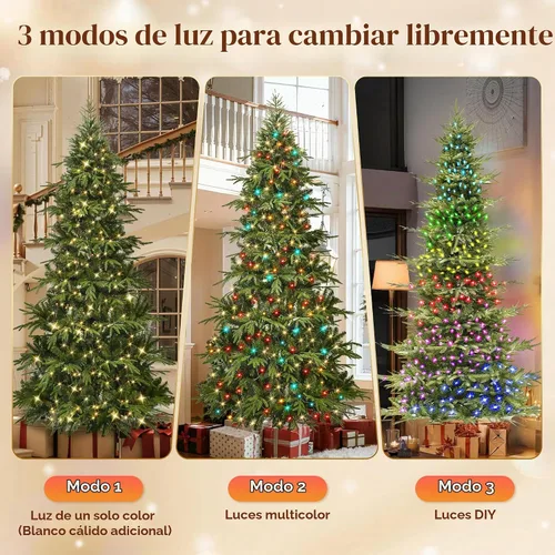Vista 7 de HOLLO STAR Árbol de Navidad tipo lápiz preiluminado de 7.5 pies con 400 luces LED, control de aplicación, árbol de Navidad artificial Aspen, luces