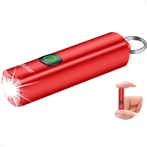 Vista 11 de Blukar EDC recargable llavero linterna, 360L mini luz de flash portátil 3 Lighting Modes, Memory Function, Waterproof, Compact Pocket Light for