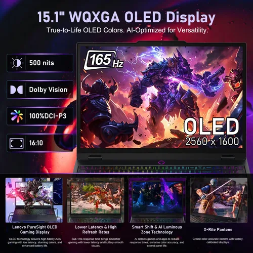 Vista 5 de Lenovo Legion 5 15.1" RTX 5070 Intel Core i9-14900HX Gaming OLED Laptop