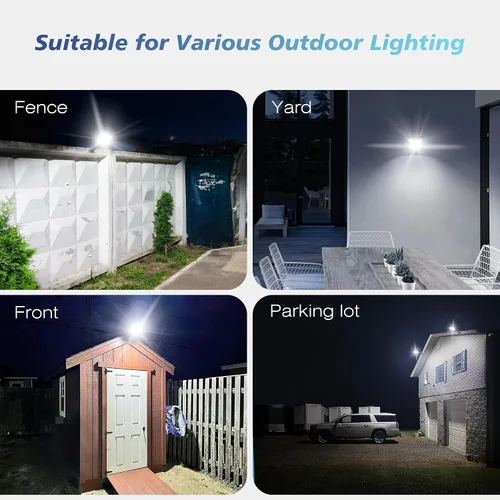 Vista 7 de OKPRO Luces solares impermeables para exteriores, luz solar de gran angular, luces de inundación solares de 6500 K con sensor de movimiento al aire