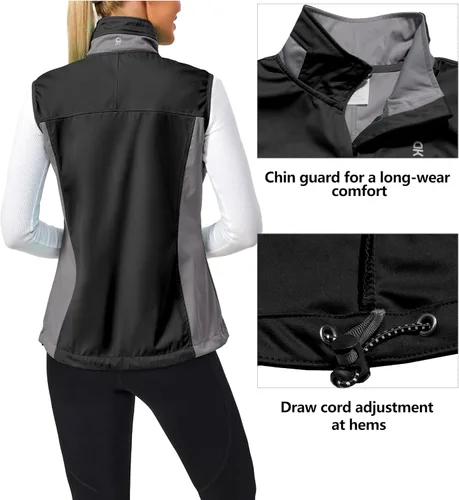 Vista 4 de Little Donkey Andy Chaleco Softshell ligero a prueba de viento para mujer, para golf, tenis, correr, ciclismo