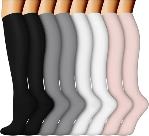 Vista 44 de ACTINPUT 8 pares de calcetines de compresión para mujeres y hombres, medias de compresión de apoyo para médicos, correr, atletismo