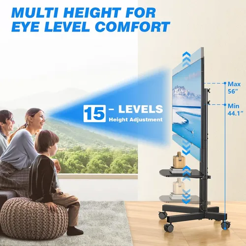 Vista 11 de Rfiver Soporte de TV rodante con estante para laptop, soporte de TV móvil con ruedas mejoradas para televisores de 32 a 75 pulgadas, carrito de TV