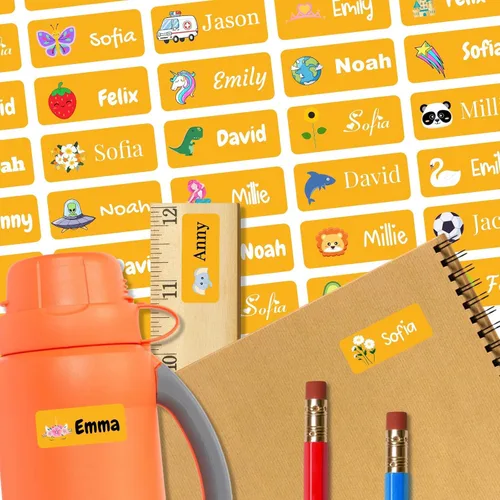 Vista 10 de 128 etiquetas adhesivas de nombre personalizadas para guardería, etiquetas de nombre impermeables personalizadas para niños, suministros escolares