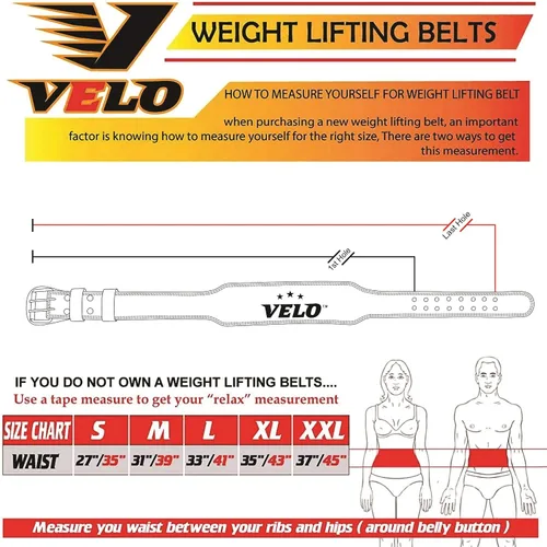 Vista 7 de VELO Cinturón de cuero de 4 pulgadas para levantamiento de pesas, correa de soporte de espalda para gimnasio, ejercicio físico para entrenamientos