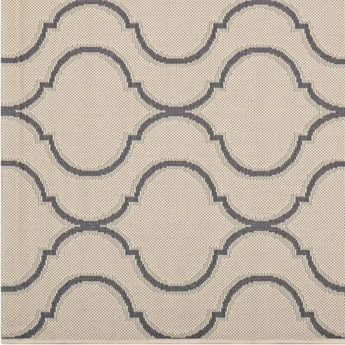 Vista 3 de Modway Linza Wave - Enrejado abstracto 5x8 para interiores y exteriores en beige y gris
