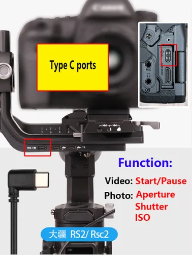 Vista 6 de DJI USB tipo C a tipo C en ángulo recto cable de control de múltiples cámaras, para DJI RS4 Pro, RS4, RS3 Pro, RS3 Mini, RSC2, RS2 estabilizador