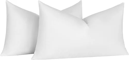 Vista 9 de basic home Insertos de Almohadas Decorativas de 12x20 - Insertos de Almohadas de Plumas de Plumón - Oblongo - Tela de Algodón - Juego de 2 - Blanco.