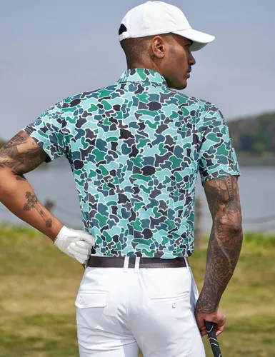 Vista 171 de TAPULCO Camisetas tipo polo de secado rápido para hombre, diseño de camuflaje, atléticas, ligeras, transpirables, casuales, para golf