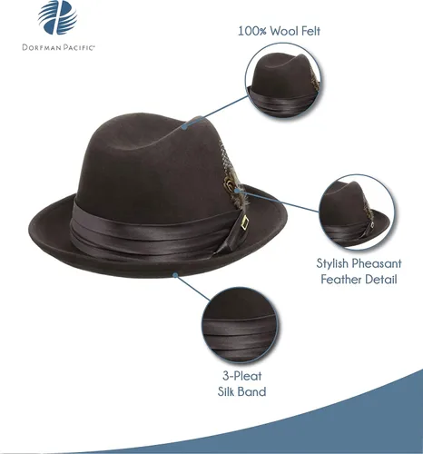 Vista 3 de STACY ADAMS Sombrero Fedora de fieltro de lana aplastable para hombre