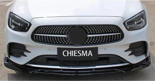 Vista 2 de CHIESMA, Borde de parachoques delantero compatible con Benz Clase E 2021-2023 W213 E200 E350 E450 ABS brillante negro pintado alerón Splitter
