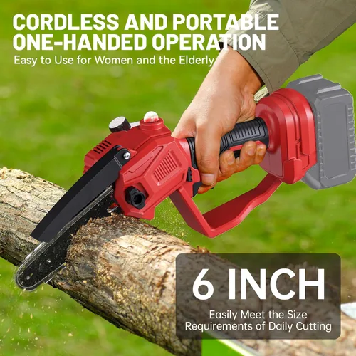 Vista 3 de Mini motosierra para batería Milwaukee M18, motosierra de poda inalámbrica sin escobillas de 6 pulgadas, mini motosierra a batería para corte
