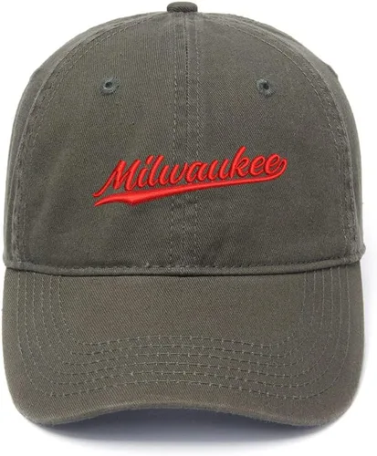 Vista 6 de Gorras de béisbol Milwaukee City - Gorra bordada WI unisex de algodón lavado ajustable