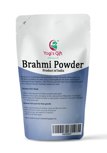 Vista 2 de Yogi's Gift® Brahmi Powder 8 Oz Potenciador y Volumizador Natural del Crecimiento del Cabello Mascarilla Nutritiva para el Cuero Cabelludo