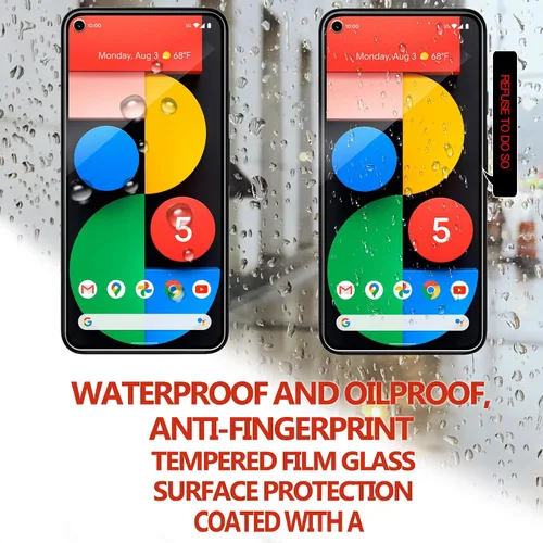 Vista 5 de Marco de fácil alineación diseñado para Google Pixel 5a 5G Protector de pantalla de vidrio templado 2 unidades Protector de lente de cámara
