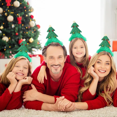 Vista 6 de Yunlly 6 diademas de árbol de Navidad, accesorios para la cabeza de Navidad, accesorios para disfraz de vacaciones para mujeres, adultos, niños