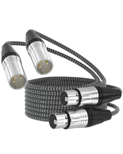 Vista 8 de Cable XLR corto de 3 pies, cable de extensión de micrófono XLR macho a hembra con 3 pines, cables XLR blindados de alta calidad, cables de micrófono