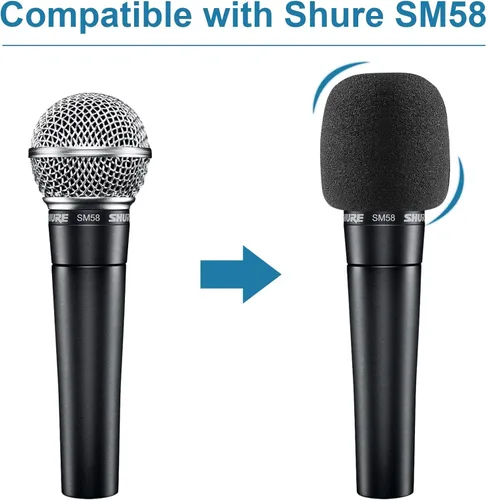 Vista 3 de ChromLives, 6 unidades de parabrisas para SM58, 6 unidades, filtro pop de espuma para Shure SM58 SM48, repuesto para reducción de ruido, color negro