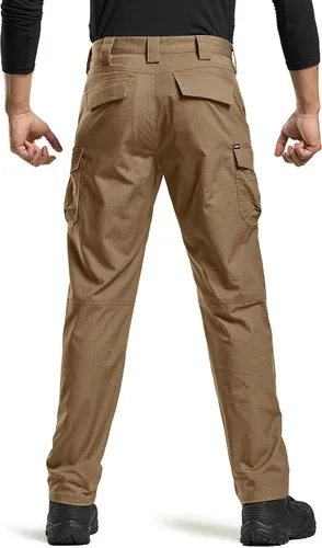 Vista 3 de CQR Men's Flex Stretch Tactical Pants, Water Resistant Ripstop Cargo Pants, Lightweight EDC Outdoor Hiking Work Pants