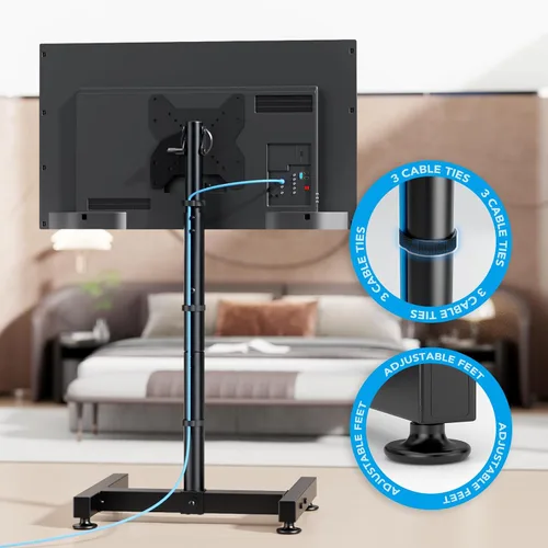 Vista 6 de AX WABER Soporte de Piso para TV para Pantallas de 13-50 Pulgadas Soporta hasta 77lbs, Soporte de Piso para Monitor Ajustable en Altura