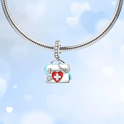 Vista 2 de Dije colgante de plata de ley 925 para pulsera y collar para el día de la madre, Plata esterlina