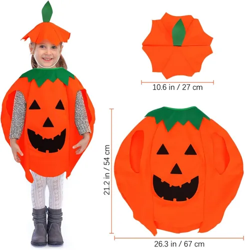 Vista 2 de MAGICLULU 1 juego de calabaza de Halloween, ropa de cosplay, farol, cara de disfraz para fiesta de Halloween