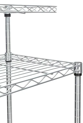 Vista 4 de Estante para panaderos con ruedas, carrito de microondas de cocina con almacenamiento, carrito de alambre ajustable de 4 niveles de altura