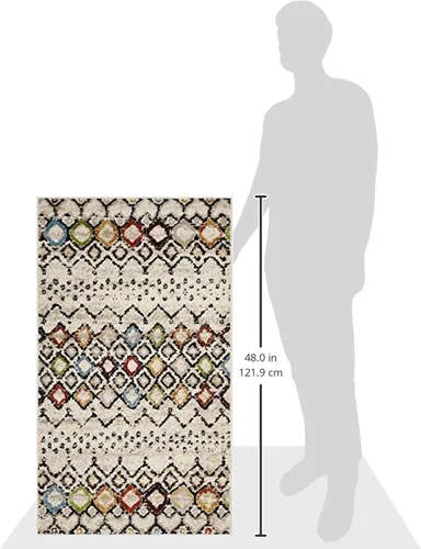 Vista 2 de SAFAVIEH Amsterdam Collection - Alfombra de acento de 2'3" x 4', color marfil y multicolor, diseño bohemio marroquí, no desprende pelusa y de fácil