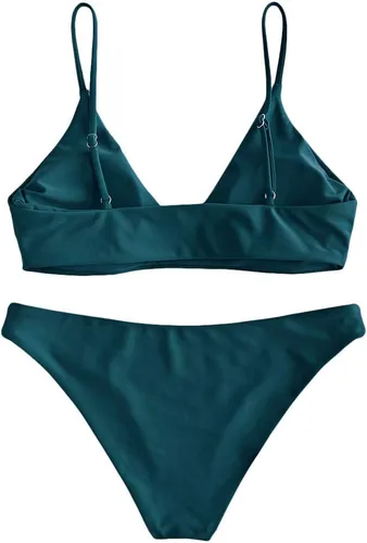 Vista 3 de ZAFUL - Bikini con corpiño de tirantes delgados, traje de baño de dos piezas para mujer