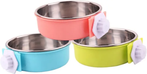 Vista 4 de POPETPOP Diseño ligero portátil del cuenco del cocinero de la jaula del cuenco del perro del acero inoxidable del alimentador del animal