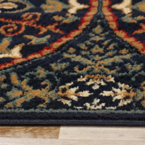 Vista 7 de SUPERIOR Alfombra de pasillo para interiores con respaldo de yute, decoración floral geométrica para el piso del hogar para entrada, cocina, Azul