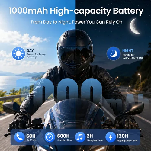 Vista 11 de Auriculares de intercomunicador para 2 conductores, cascos de motocicleta, con cancelación de ruido y música compartida, auriculares Bluetooth