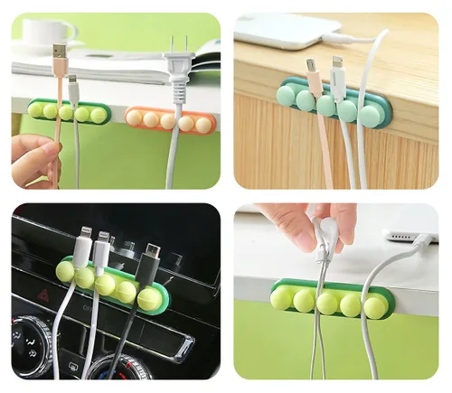 Vista 4 de Clips para cables, organizador de cables USB, organizador de cables, organizador de cables, 2 paquetes de bonitos soportes para cables para oficina