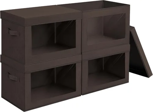 Vista 19 de Homsorout Contenedores de almacenamiento con tapas, organizadores pequeños de tela con ventana, contenedores de almacenamiento plegables para ropa