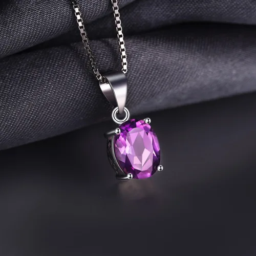 Vista 3 de JewelryPalace Juego de collar con colgante solitario de piedra preciosa natural, granate, peridoto amatista, citrino, topacio azul, piedra natal