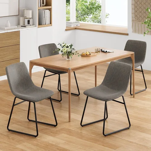 Vista 7 de Soohow Juego de 4 sillas de comedor modernas de mediados de siglo, sillas de cocina tapizadas de piel sintética con patas de metal, cómodas sillas
