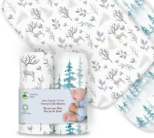 Vista 9 de Sábanas bajeras 100% de algodón orgánico perfectamente compatibles con Graco Pack n Play, Babyletto, Pamo Babe, Hiccapop, Dream on Me, Evenflo, Baby